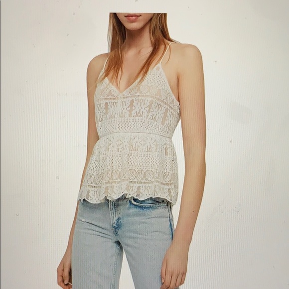 All Saints Tops - ALLSAINTS Peplum Lace Top in white